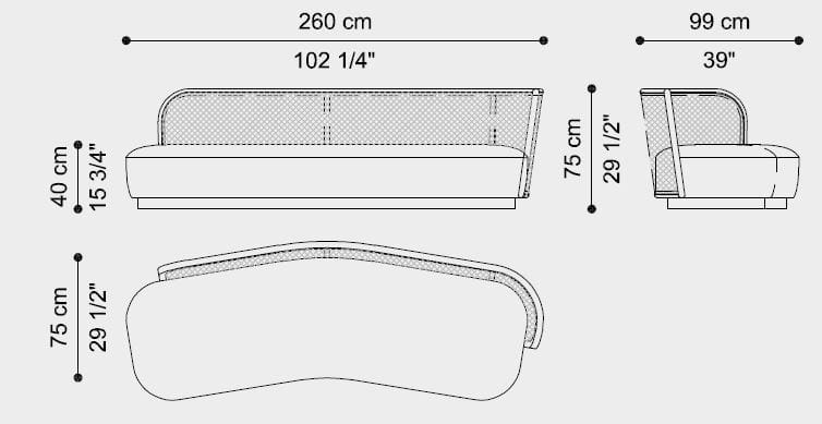 3-местный изогнутый тканевый диван ETRO Home Interiors Caral ARCH-00143545 - Вид №5