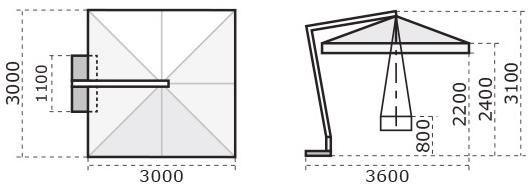 Scolaro Parasol Регулируемый зонтик с боковой стойкой Rimini C3040 rib/c3030 rib - Вид №7