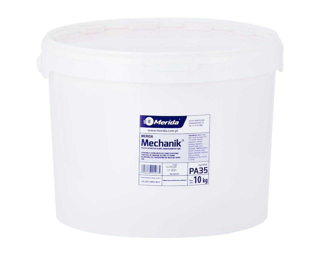 PA35 Паста для мытья сильно загрязненных рук MECHANIK, ведро 10 кг Merida 