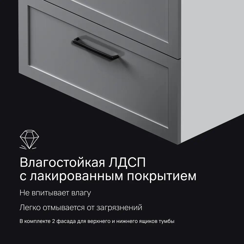 Комплект фасадов для тумбы AM.PM Force M9FFFM0802GM 33x76.5 см МДФ цвет серый 2 шт STLM-2053389 - Вид №8