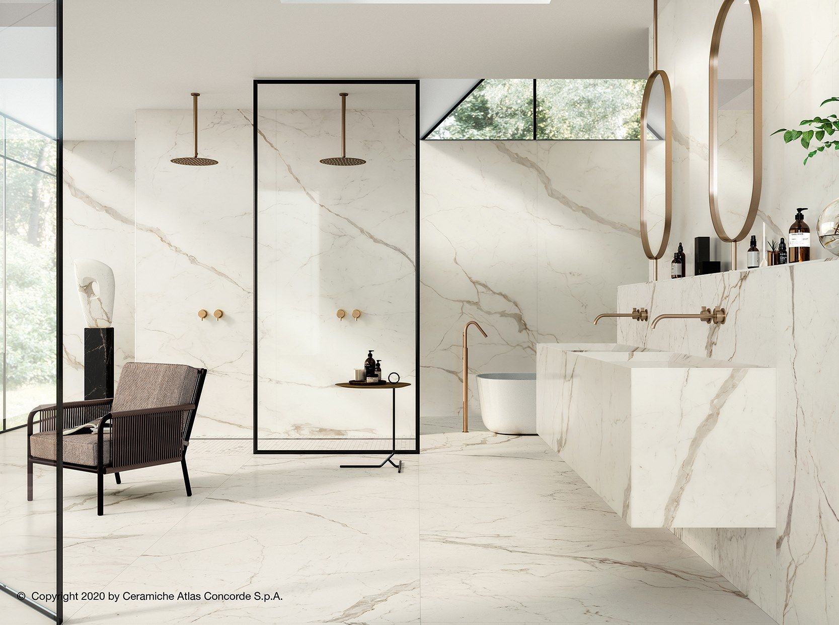 Белое керамическое покрытие с эффектом мрамора Atlas Concorde Marvel Shine ARCH-00008272 - Вид №8