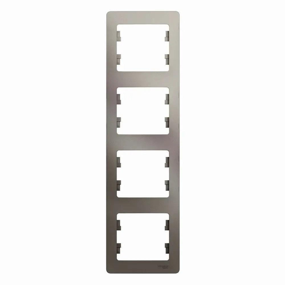 Рамка Systeme Electric Glossa для 4 розеток в цвете платина 89365983 STLM-1370408