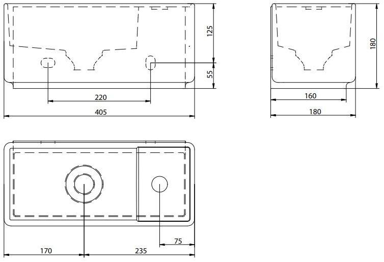 L632T0R1V1.100 Подвесная раковина прямоугольная A. e T. Italia Fly mini Белый глянцевый AeT ITALIA - Вид №1