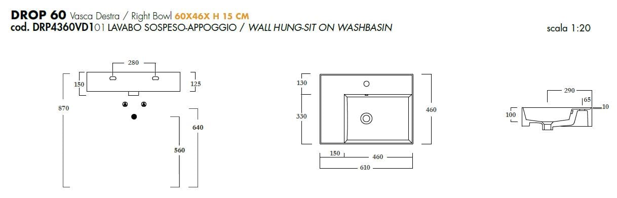 Керамическая одиночная прямоугольная раковина Olympia Ceramica DROP ARCH-00136620 - Вид №8