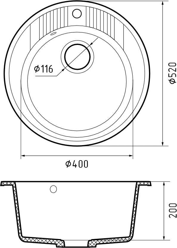 Кухонная мойка Искусственный камень RONDO S616 GranFest R-520-S616 - Вид №1