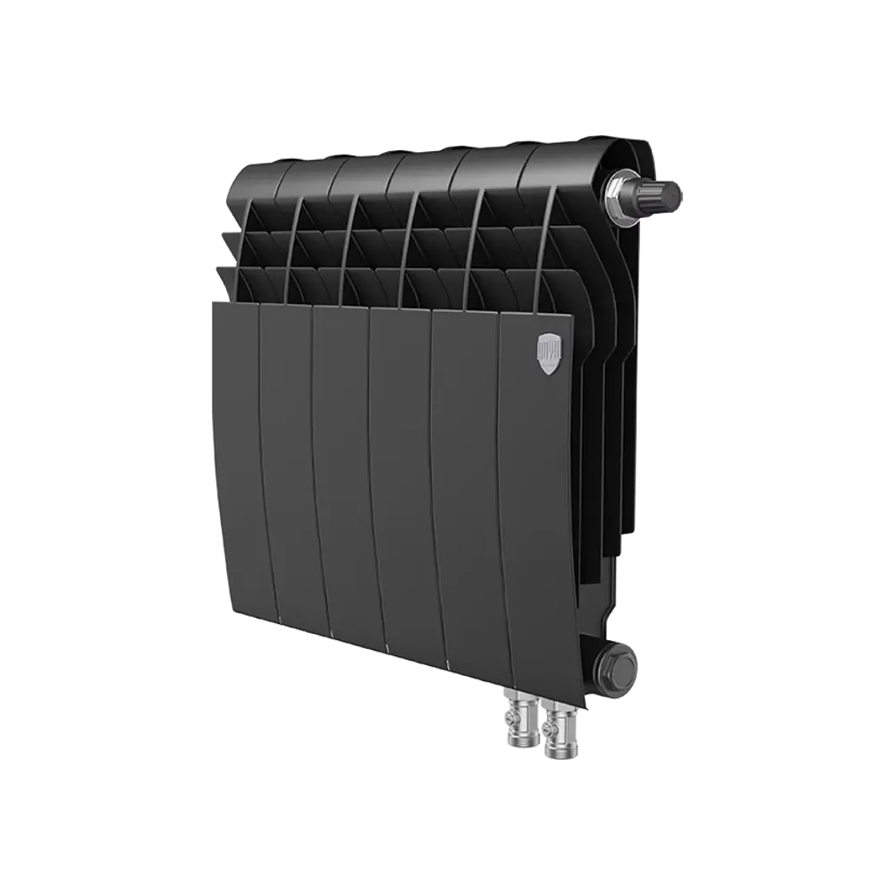 Радиатор секционный Royal Thermo Biliner RTBNSVR35006 350/87 6 секций нижнее правое подключение биметалл черный 82758202 STLM-2143250 - Вид №1