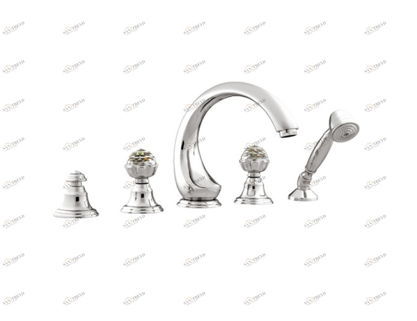 036216.000.62 Набор для ванны с пятью отверстиями и кристаллами сваровски Сатин никель Mestre Atlantica