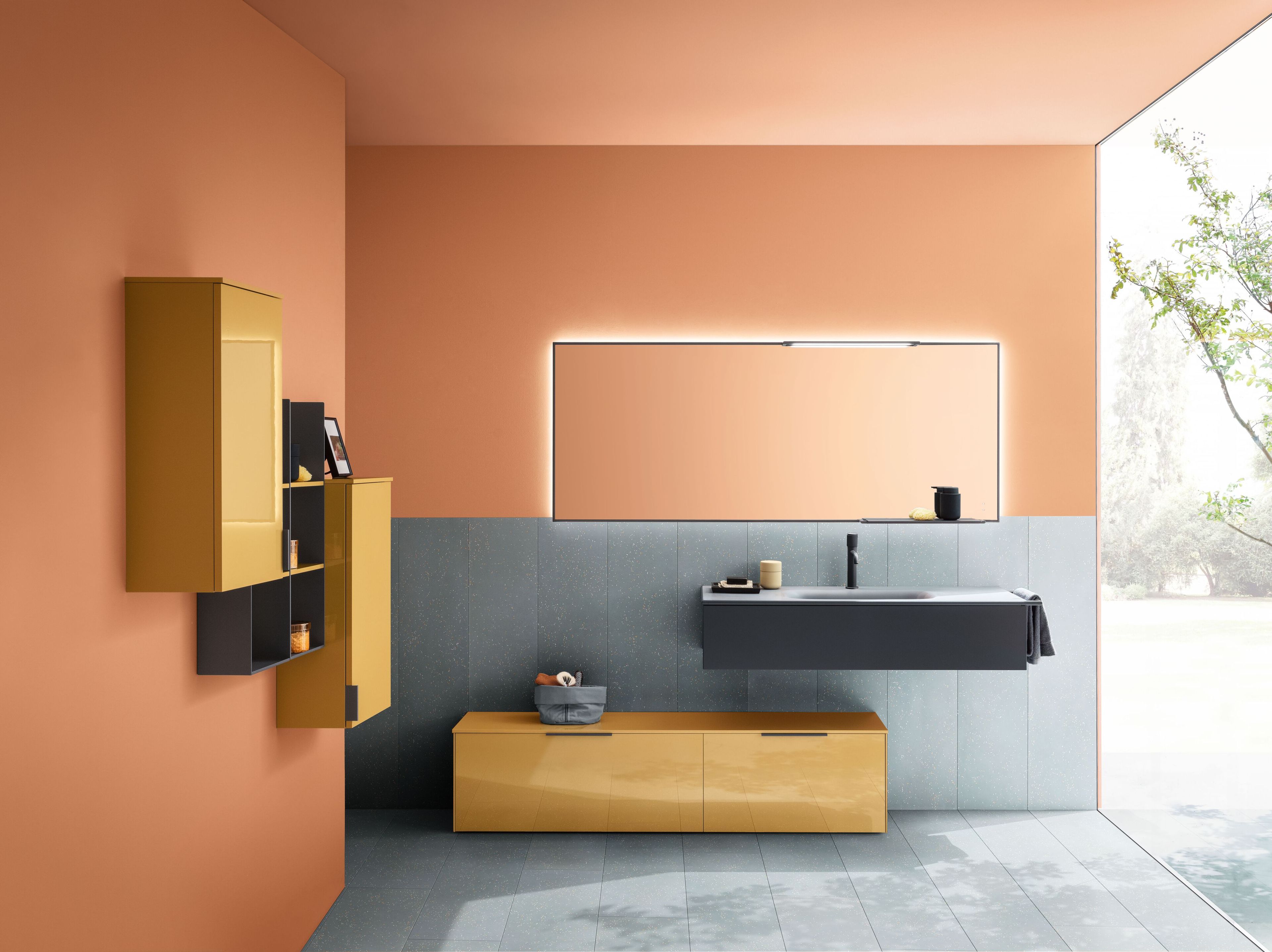 Глянцевый и матовый лакированный деревянный подвесной умывальник ARBLU Dress System ARCH-00122119