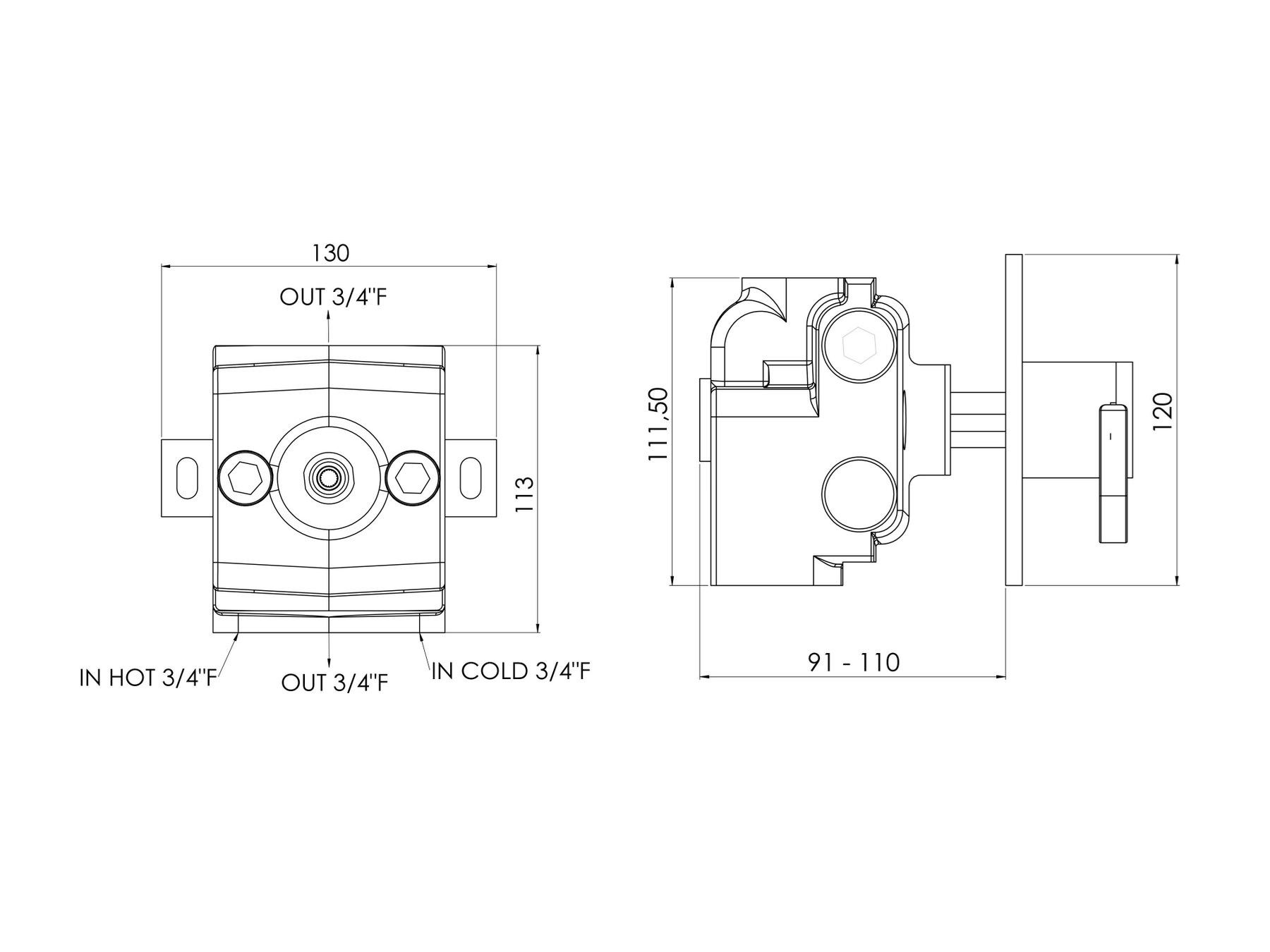 Термостатический смеситель для душа с одним отверстием rvb POLO CLUB ARCH-00008750
