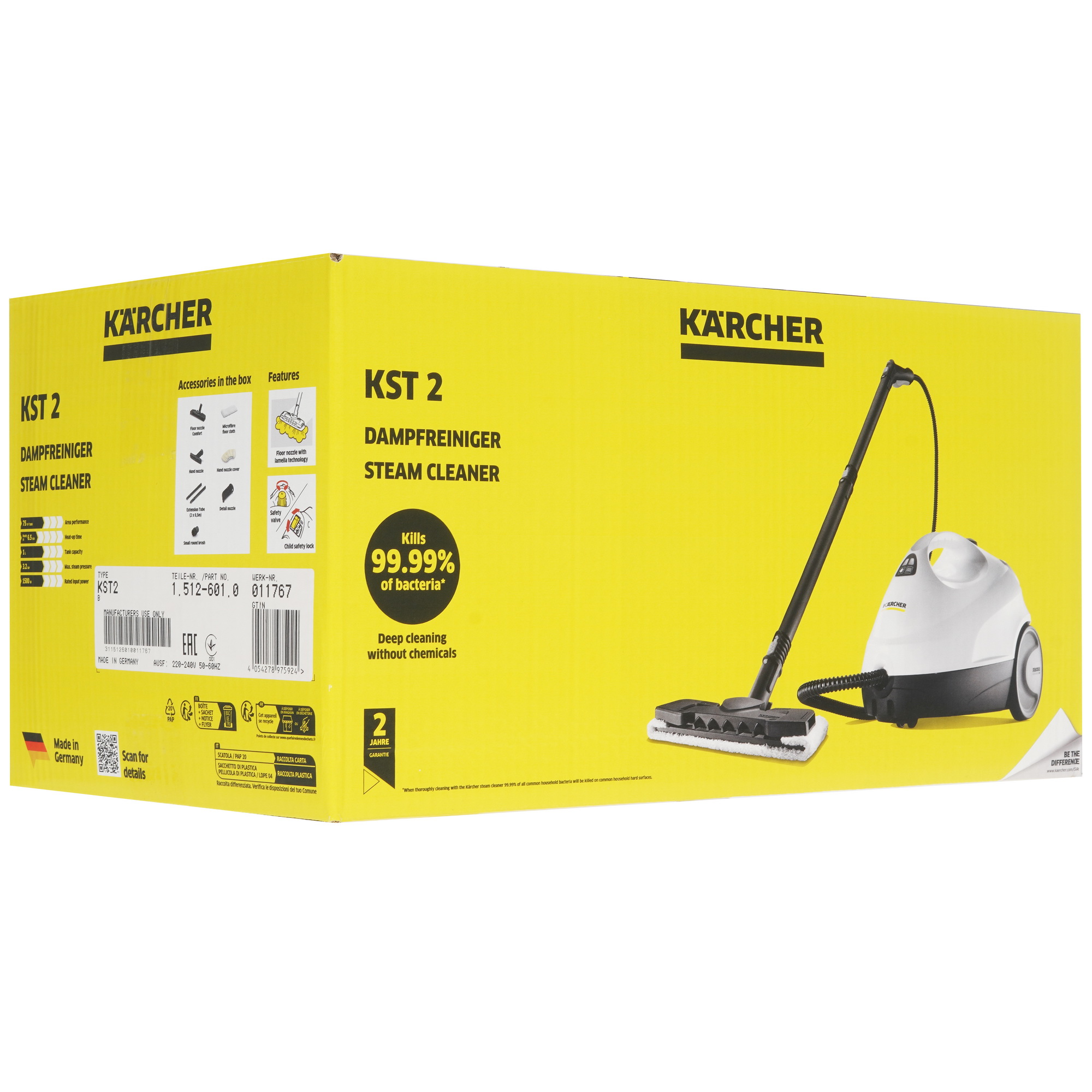 9078320 Пароочиститель Karcher KST 2 белый STDN-0073296 - Вид №6