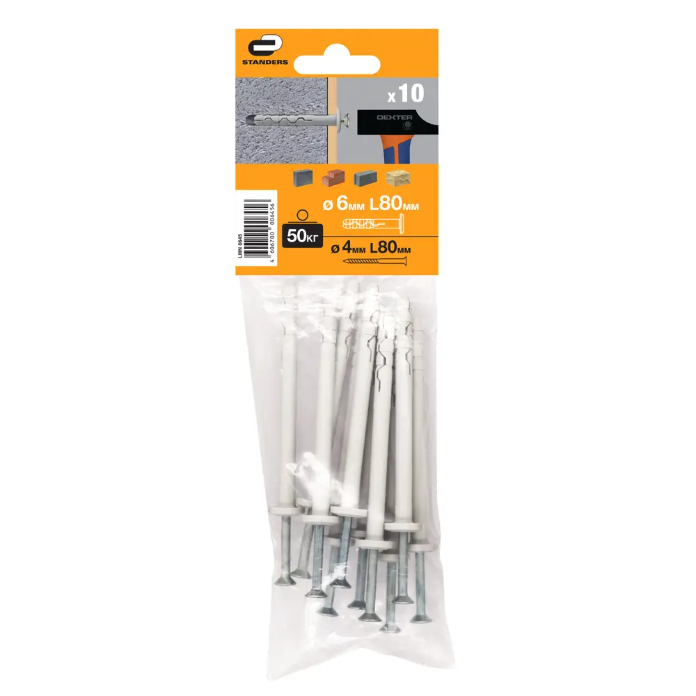 Дюбель-гвозди STANDERS с грибовидным бортиком 6×80 мм (10 шт) 86677352 STLM-0070743 - Вид №2