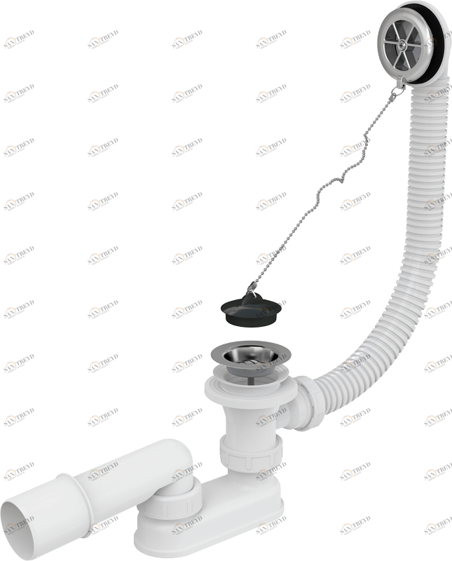 Сифон для ванны, хром ALCAPLAST A501