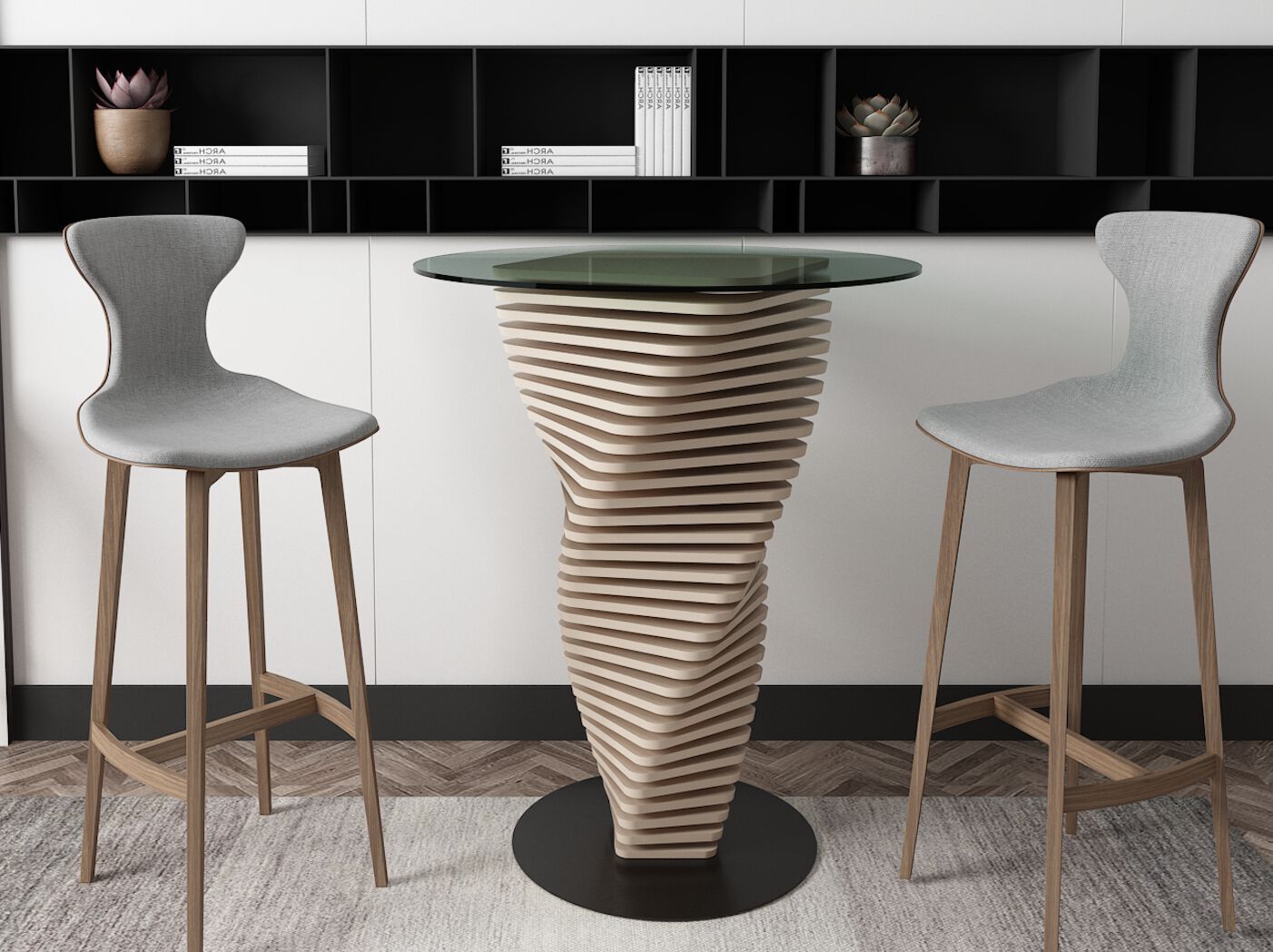 Круглый стол из дерева и стекла MYWOODREAM STANDY ARCH-00046598 - Вид №1