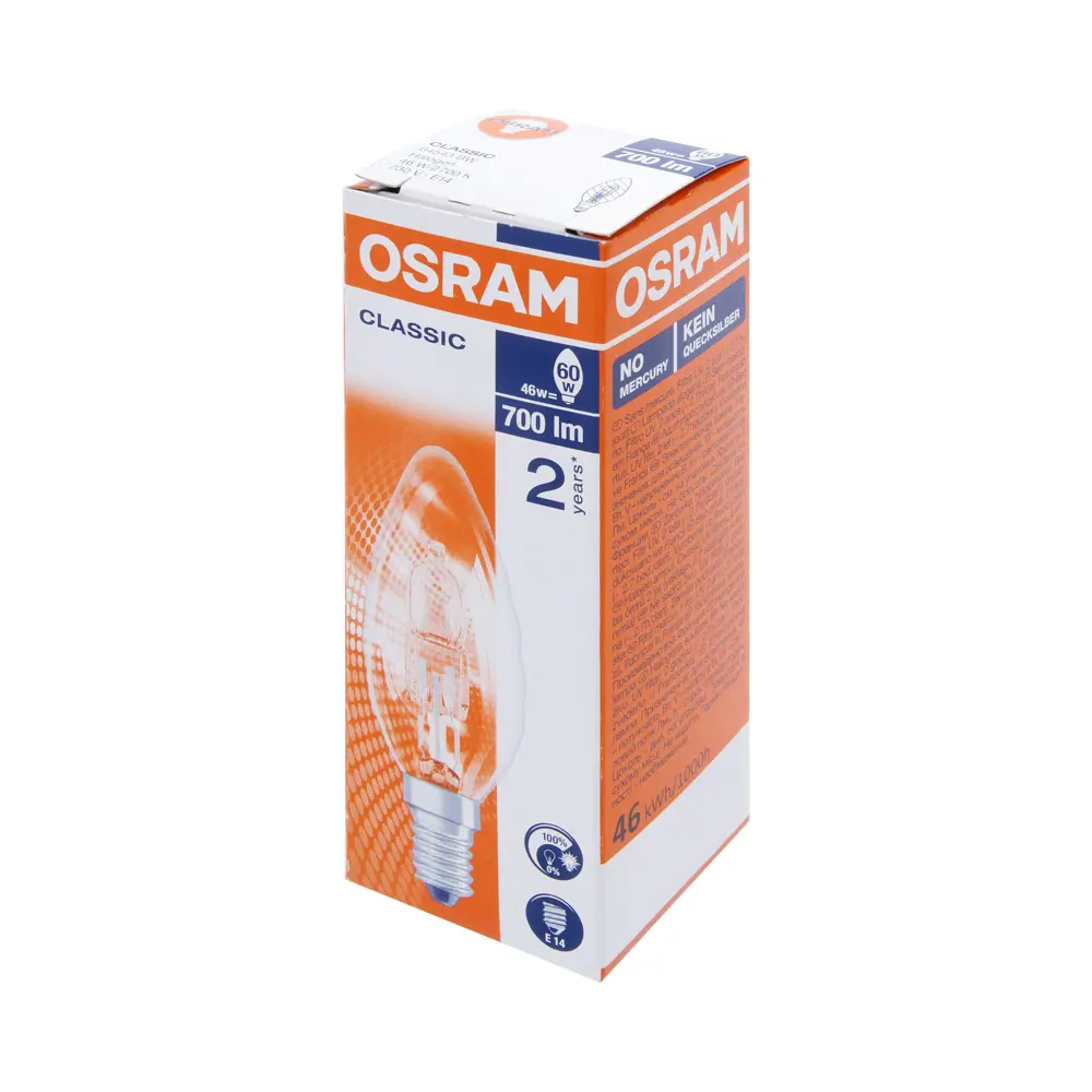 Лампа галогенная Osram свеча витая E14 46 Вт свет тёплый белый STLM-2186817 - Вид №1