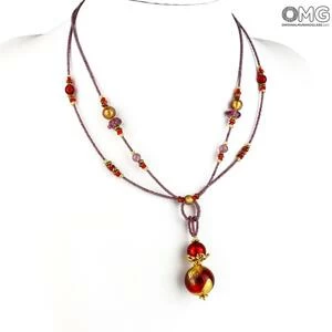 3315 ORIGINALMURANOGLASS Ожерелье Сесилия - с золотом - Original Murano Glass OMG 50 см