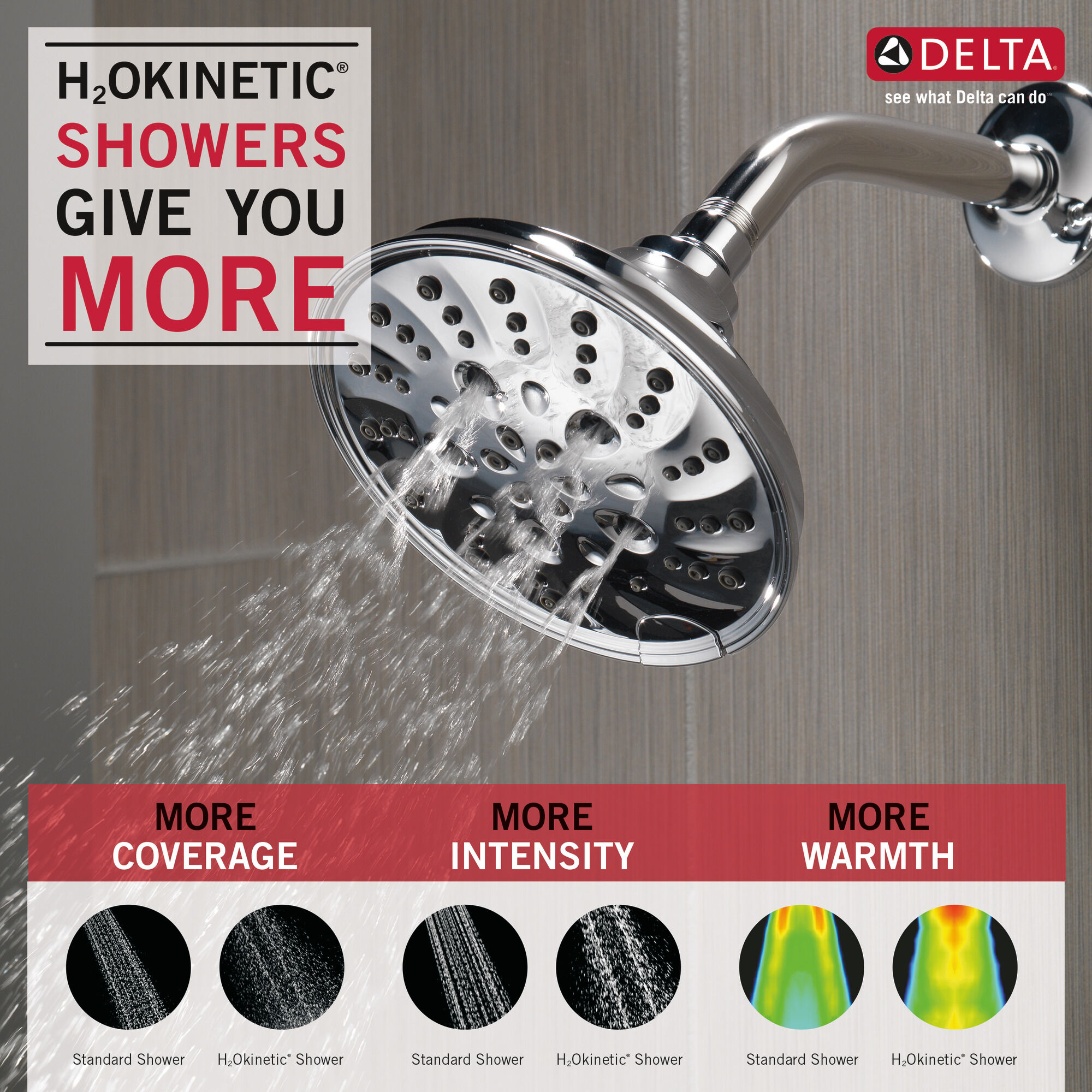 75577 H2Okinetic® 5-регулировочная душевая лейка Delta Faucet Delta Хром - Вид №1