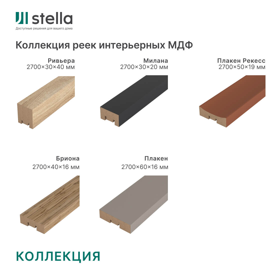 Интерьерная рейка МДФ STELLA Бриона Белый 16*40*2700 (уп.8шт.) Standart STSR-806 - Вид №8