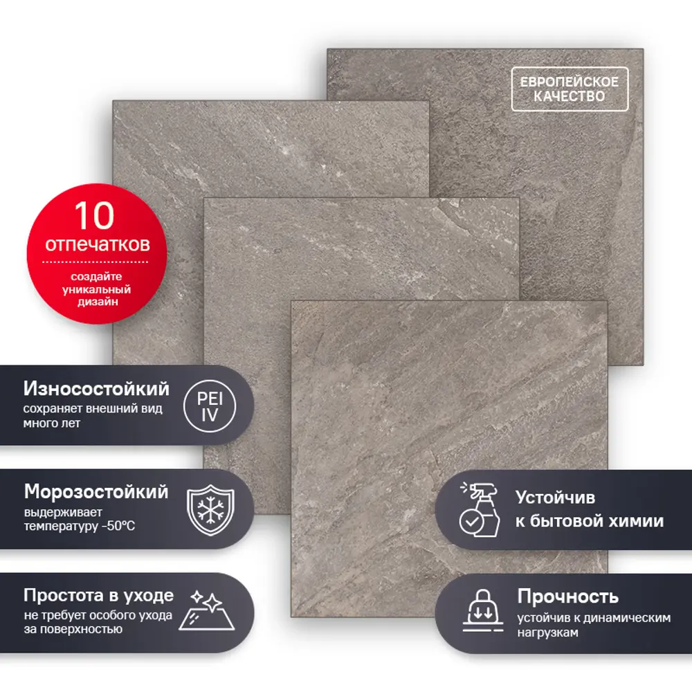 Estima Rock RC01 - керамогранит под камень 40.5×40.5 см серый 84614069 STLM-0052985 - Вид №8