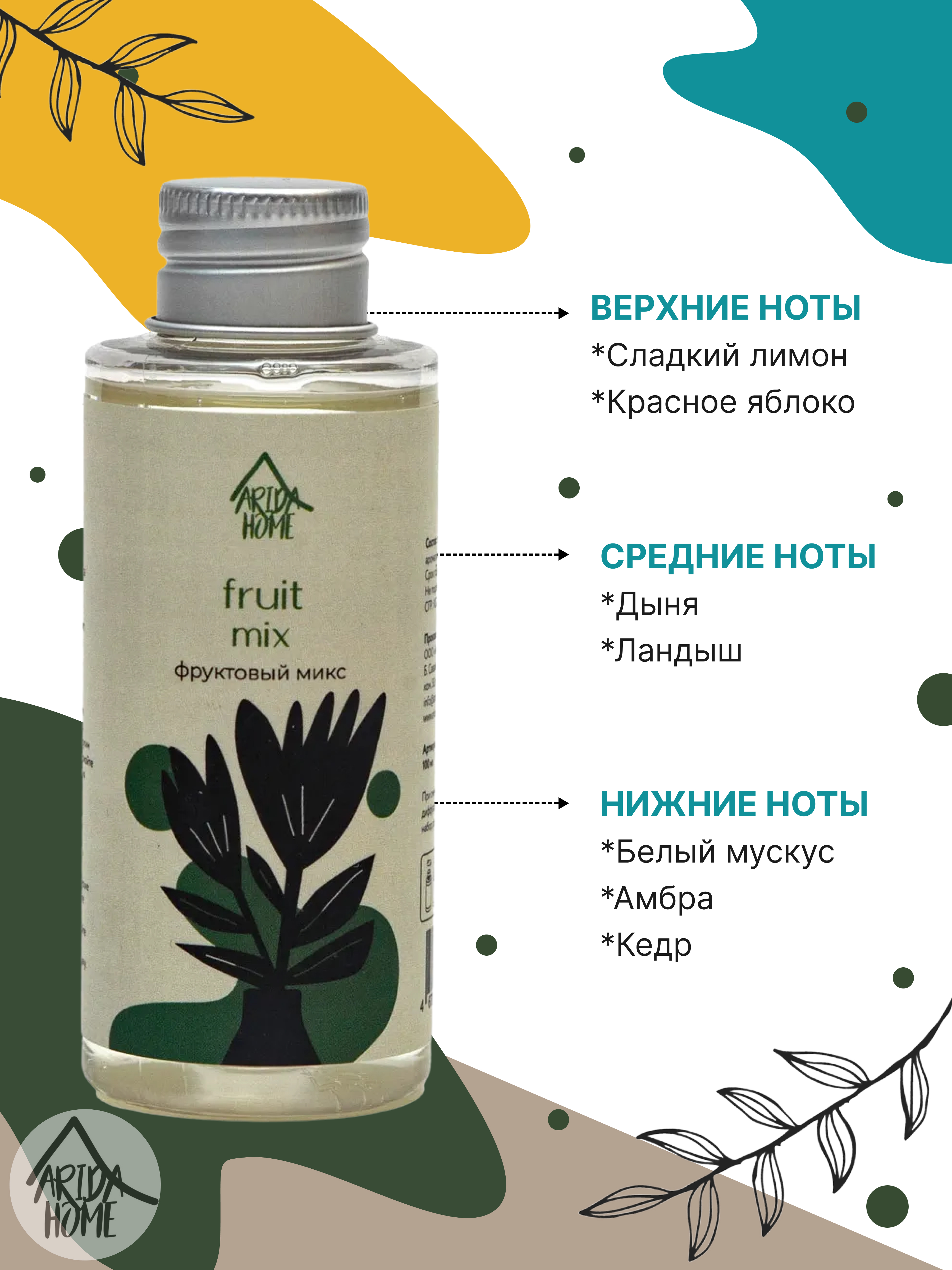 Ароматический наполнитель для диффузора Фруктовый микс 100 мл ARIDA HOME 84049211 STLM-0046496 - Вид №3