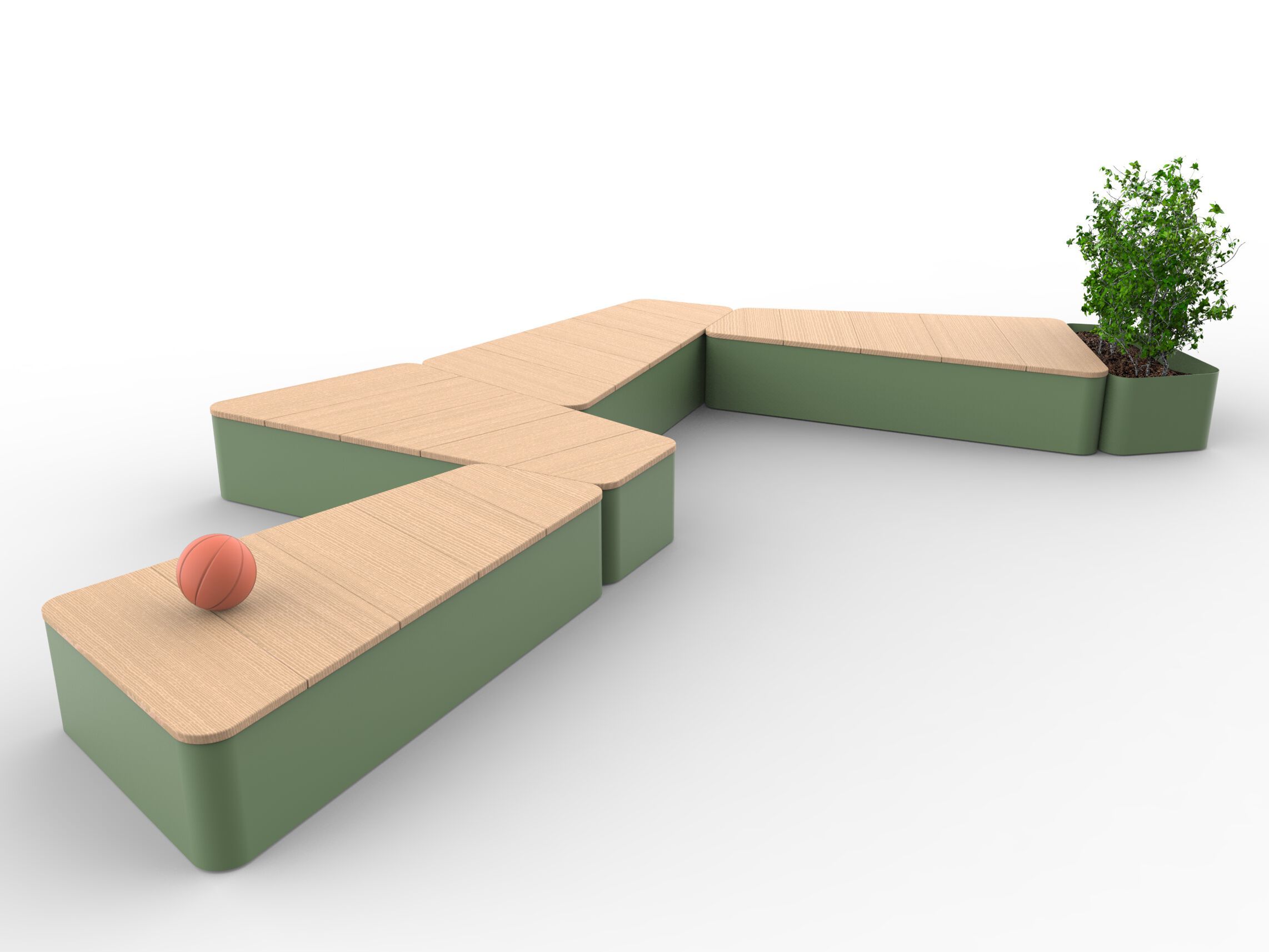 Модульная скамейка из стали и дерева со встроенной плантатором без спинки CITYSì DOLMEN ARCH-00142544