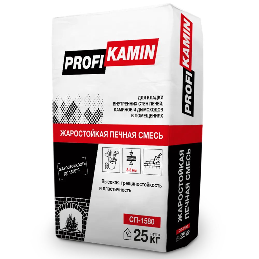 PROFIKAMIN Огнеупорная смесь для печей и каминов СП-1580, 25 кг 88624263 STLM-1016657