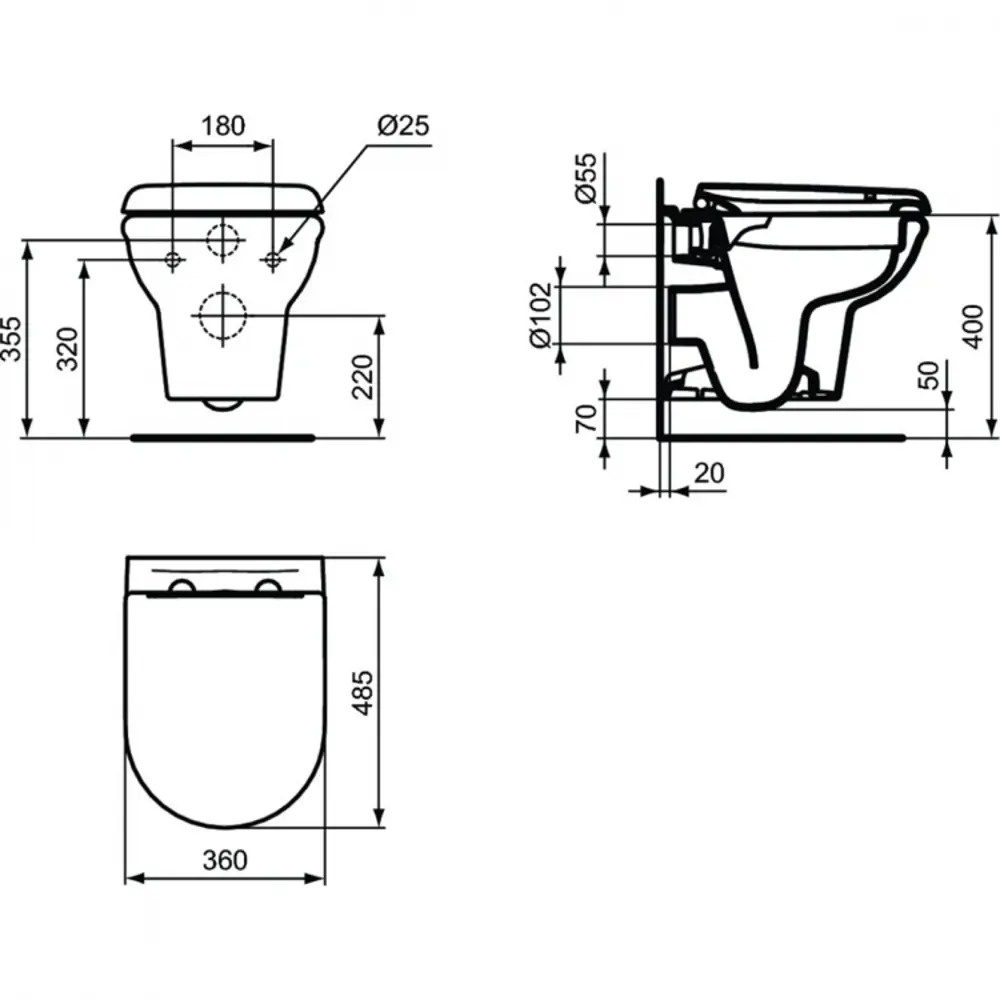 Унитаз подвесной Ideal Standard Exacto безободковый с сиденьем микролифт 85202906 STLM-2135534 - Вид №2
