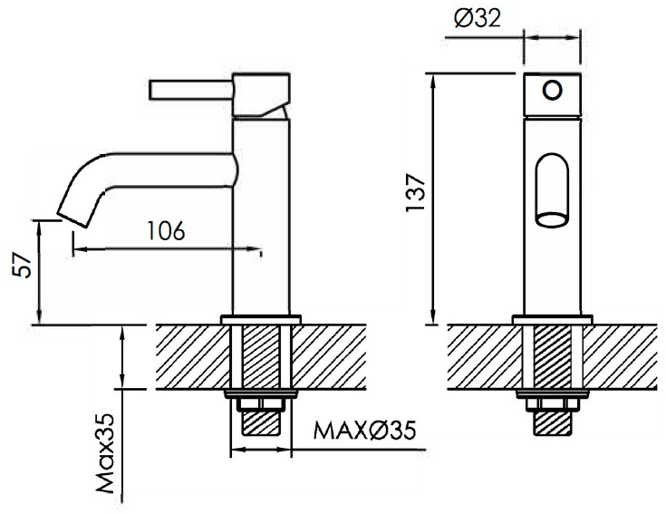 JEE-O Смеситель для умывальника из нержавеющей стали со сливом Slimline 800-1710/3/4 - Вид №3