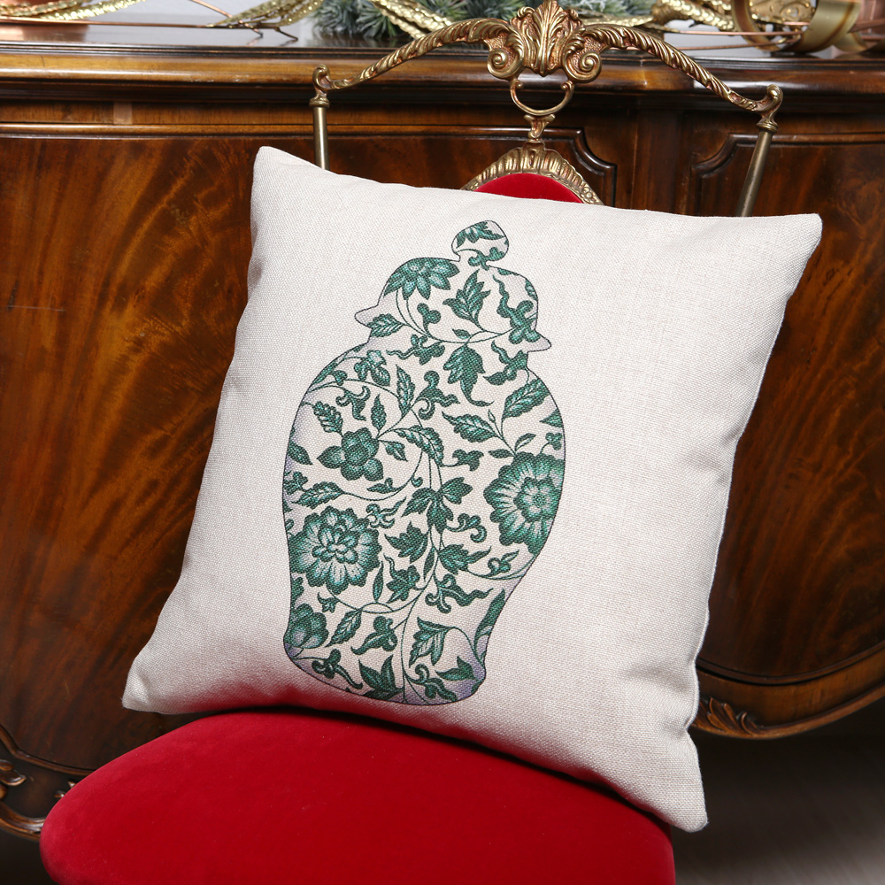 2719166 Декоративная подушка «Китайская ваза», версия 3, антик грин Object Desire  - Вид №2