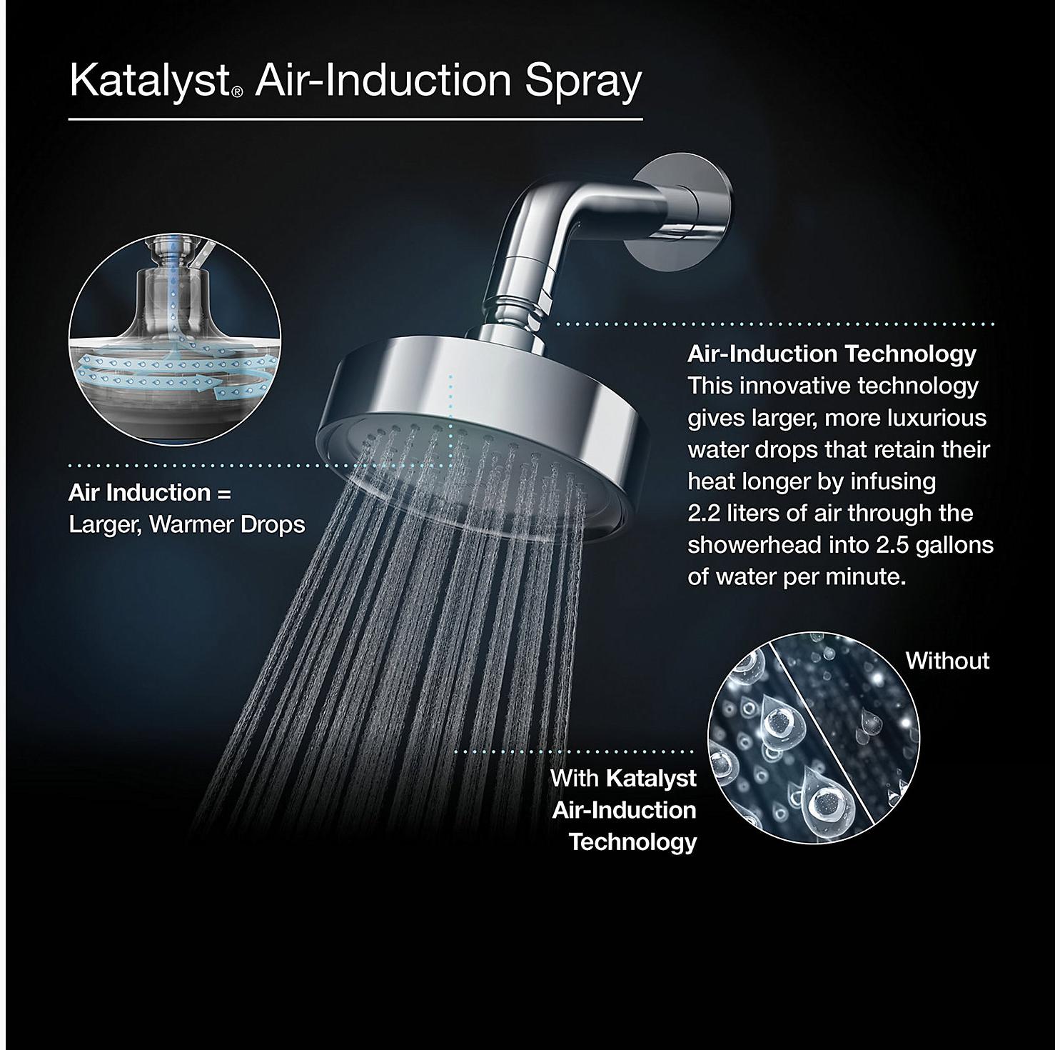 KOHLER Однофункциональная настенная душевая лейка Purist 2,5 галлона в минуту с технологией всасывания воздуха Katalyst K-965-AK-BN  - Вид №7