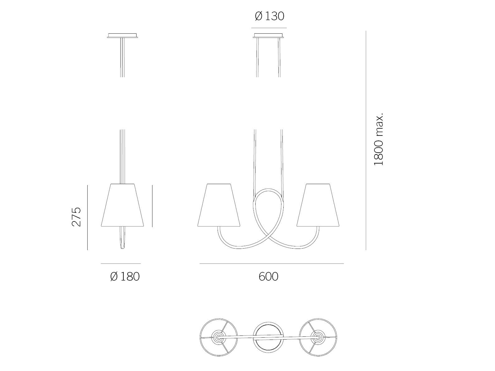 Подвесной светильник из металла и шелка Kalmar POSTHORN ARCH-00075572 - Вид №5
