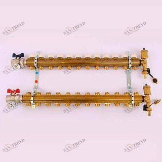 Колл. группа TIEMME 1"x3/4" ЕК 12 выходов с термостатическими вентилями 3870049