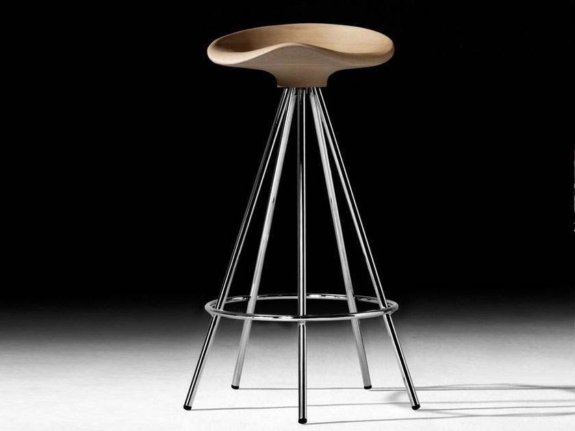 BD Barcelona Design Табурет на козлах из алюминия и дерева с подставкой для ног Jamaica sun-id-1390872 - Вид №1