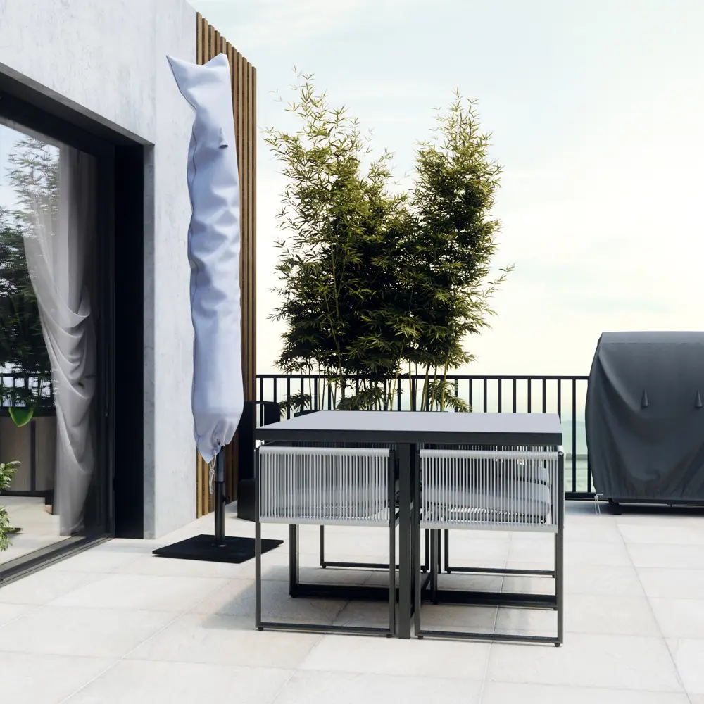 Набор садовой мебели для обеда BEGINIA Compass Сталь Стол, кресло 4 шт Серый / серебристый STLM-2192824 - Вид №15