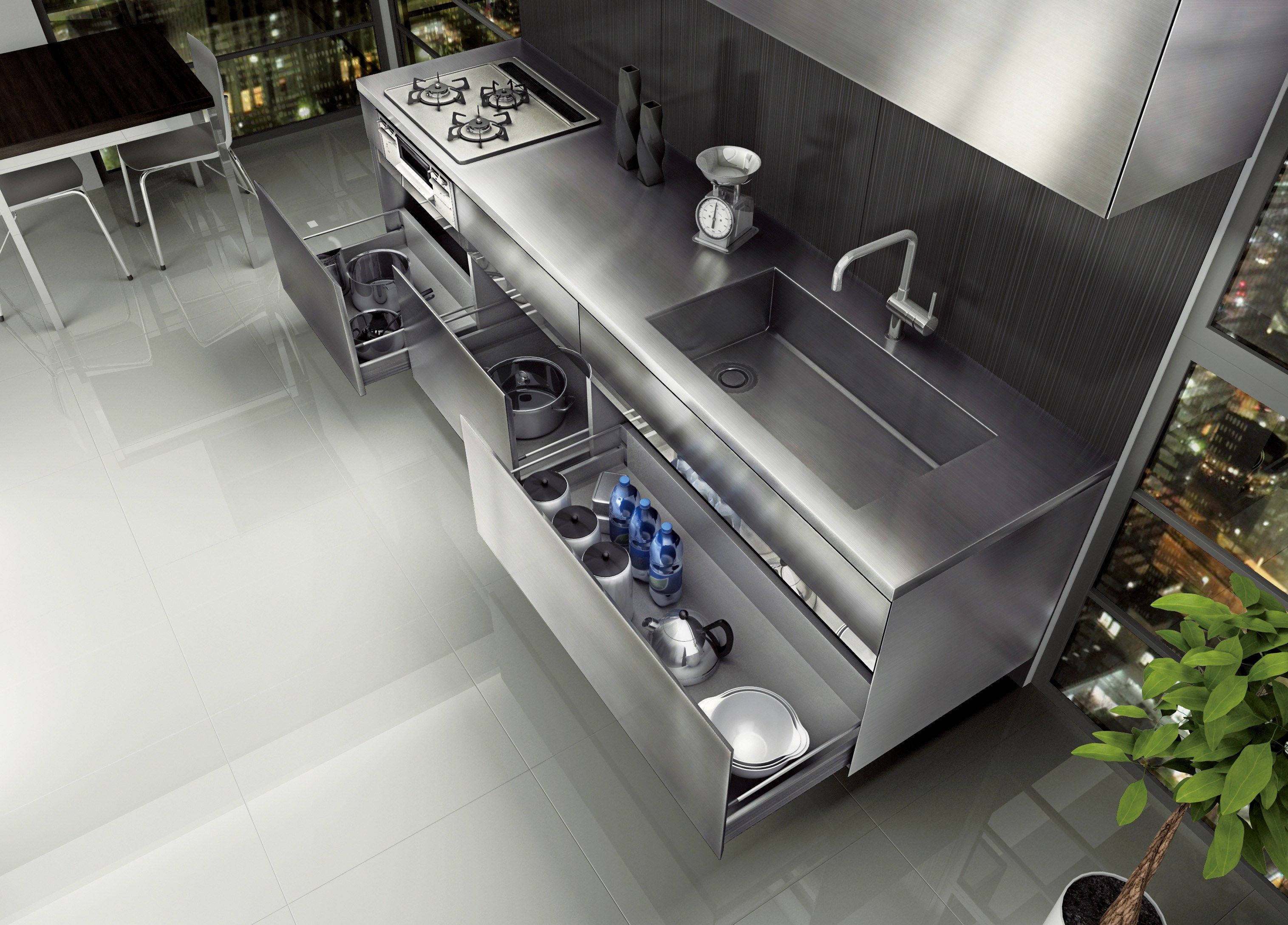 Кухня из нержавеющей стали без ручек Miratap GRAD45 ARCH-00147624 - Вид №2