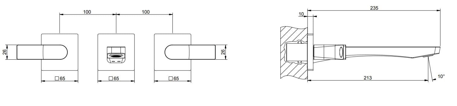 Латунный настенный смеситель для раковины с 3 отверстиями Gessi рельеф ARCH-00150953 - Вид №2