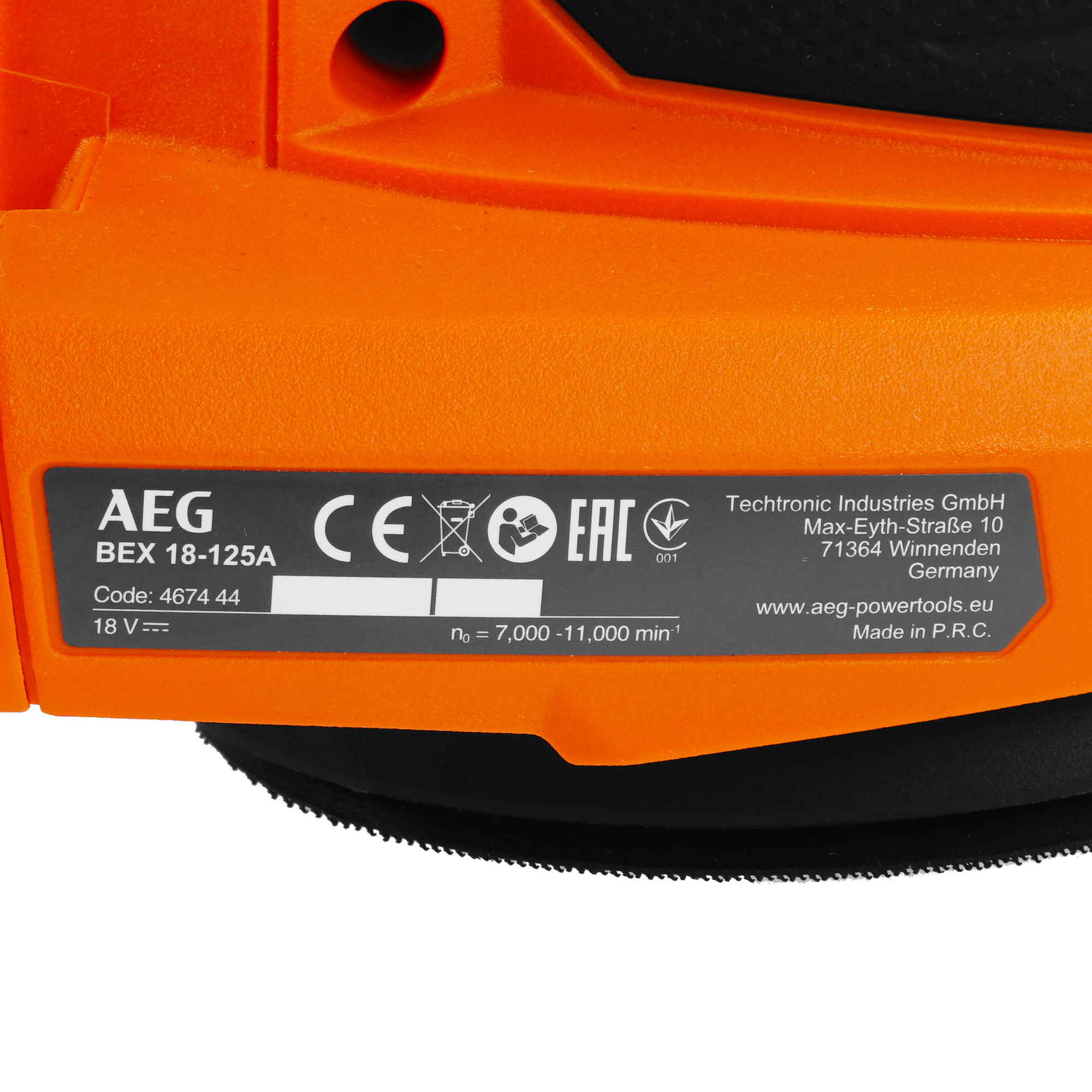 Эксцентриковая шлифмашинка AEG BEX18-125-0 PRO 18V  , Без ЗУ, Без АКБ 5481005 STDN-0081591 - Вид №4