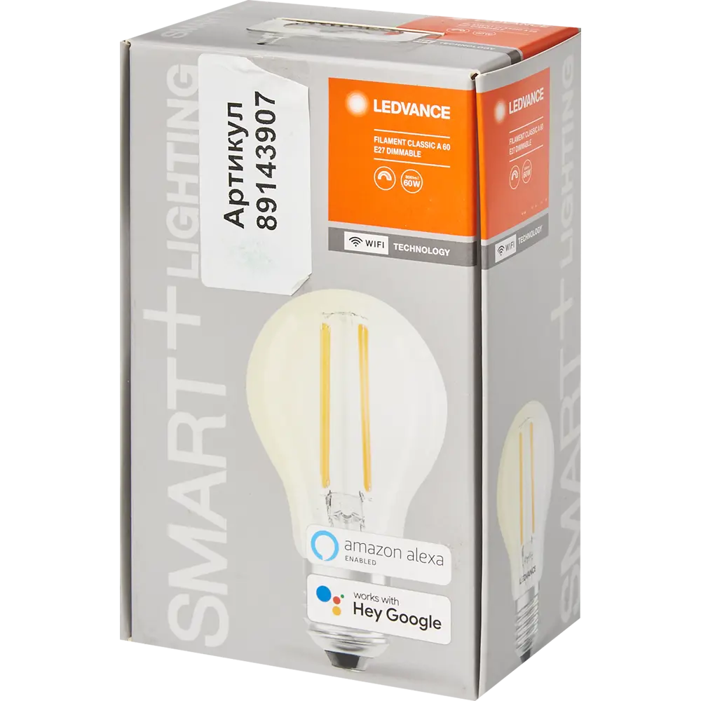 Лампа умная светодиодная Osram Smart Plus E27 220-240 В 5.5 Вт груша прозрачная 806 лм, теплый белый свет LEDVANCE STLM-2062540 - Вид №2