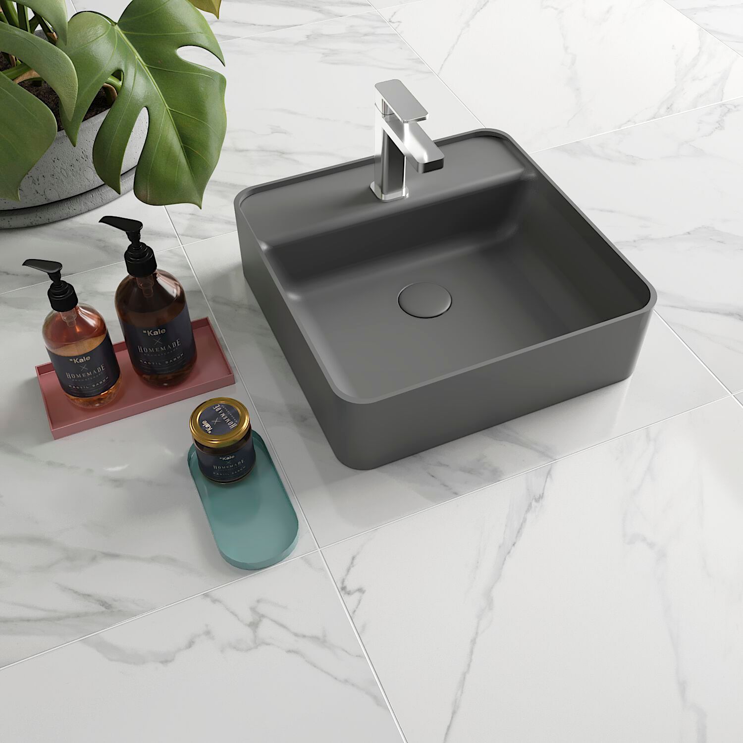 Квадратный умывальник Fireclay Kaleseramik сантехника ARCH-00043614 - Вид №4