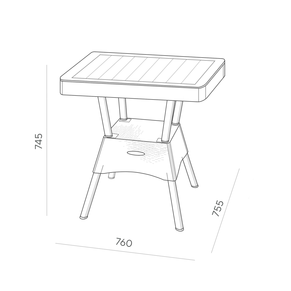 Стол садовый Rattan Ola Dom 75.5x76x74.5 см композитный материал цвет коричневый 87487346 STLM-2014821 Santreyd - Вид №5
