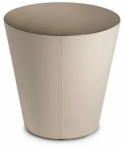 Cantori Круглая прикроватная тумбочка из кожи с зеркальной столешницей