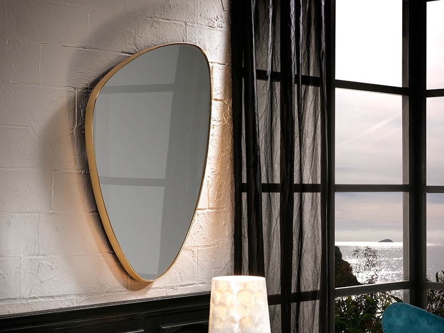 091272 Зеркало треугольное 84х55 золото Schuller Orio 