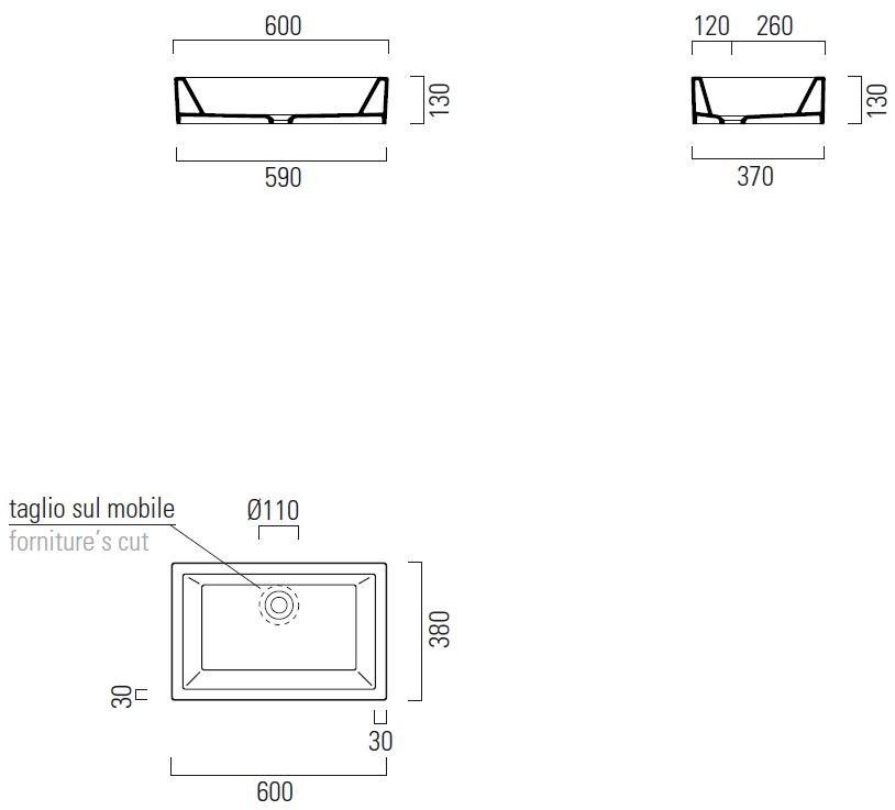 8983011 Накладная раковина на столешницу  овальная GSI ceramica Kube - Вид №2