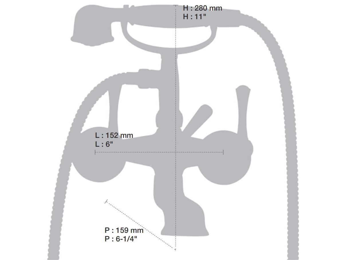Наружный настенный смеситель для ванны с ручным душем BARIL Tradition B72 ARCH-00041946 - Вид №2