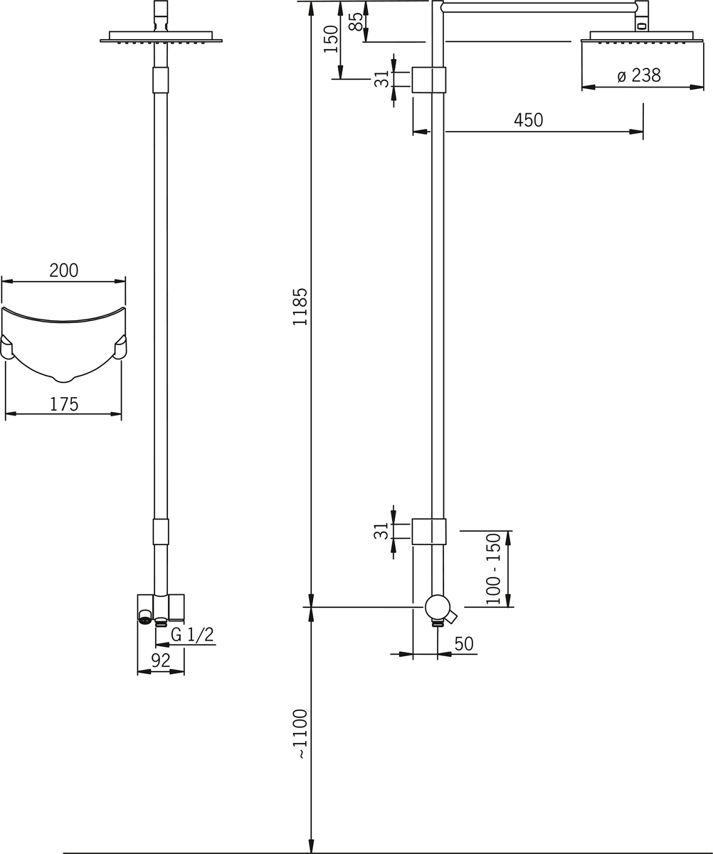 Oras 391 Душевой комплект с душем rain shower 391 Hydra Хром  - Вид №1
