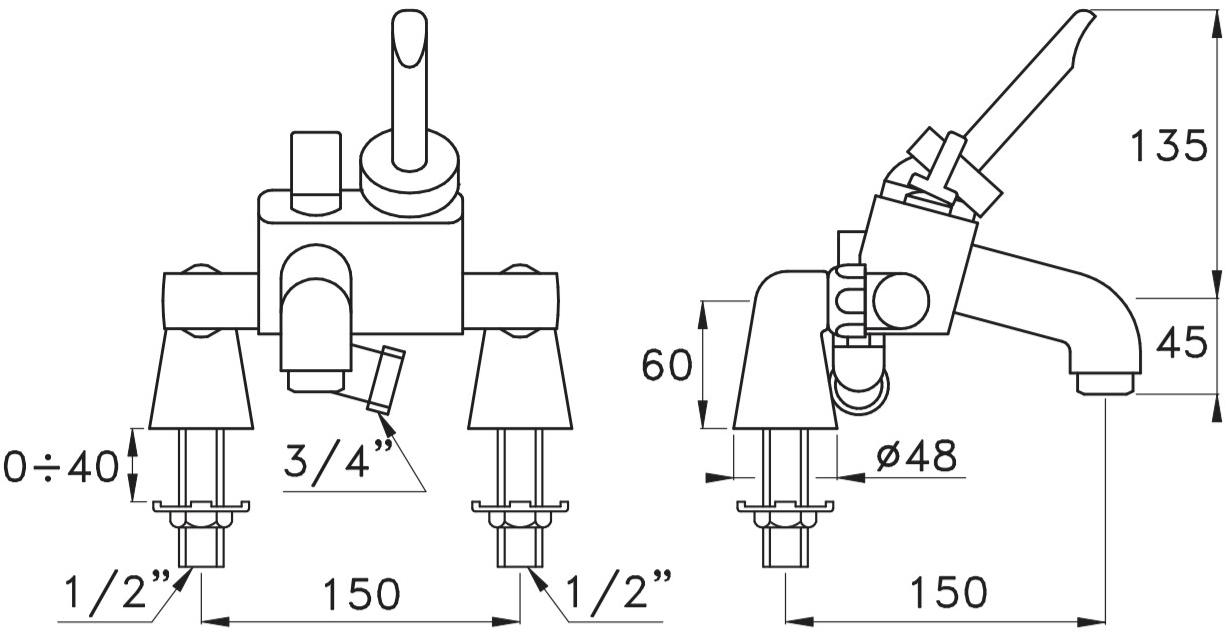 RUBINETTERIE STELLA Смеситель для душа настенный с аэратором и переключателем Box Art.5531cr - Вид №1