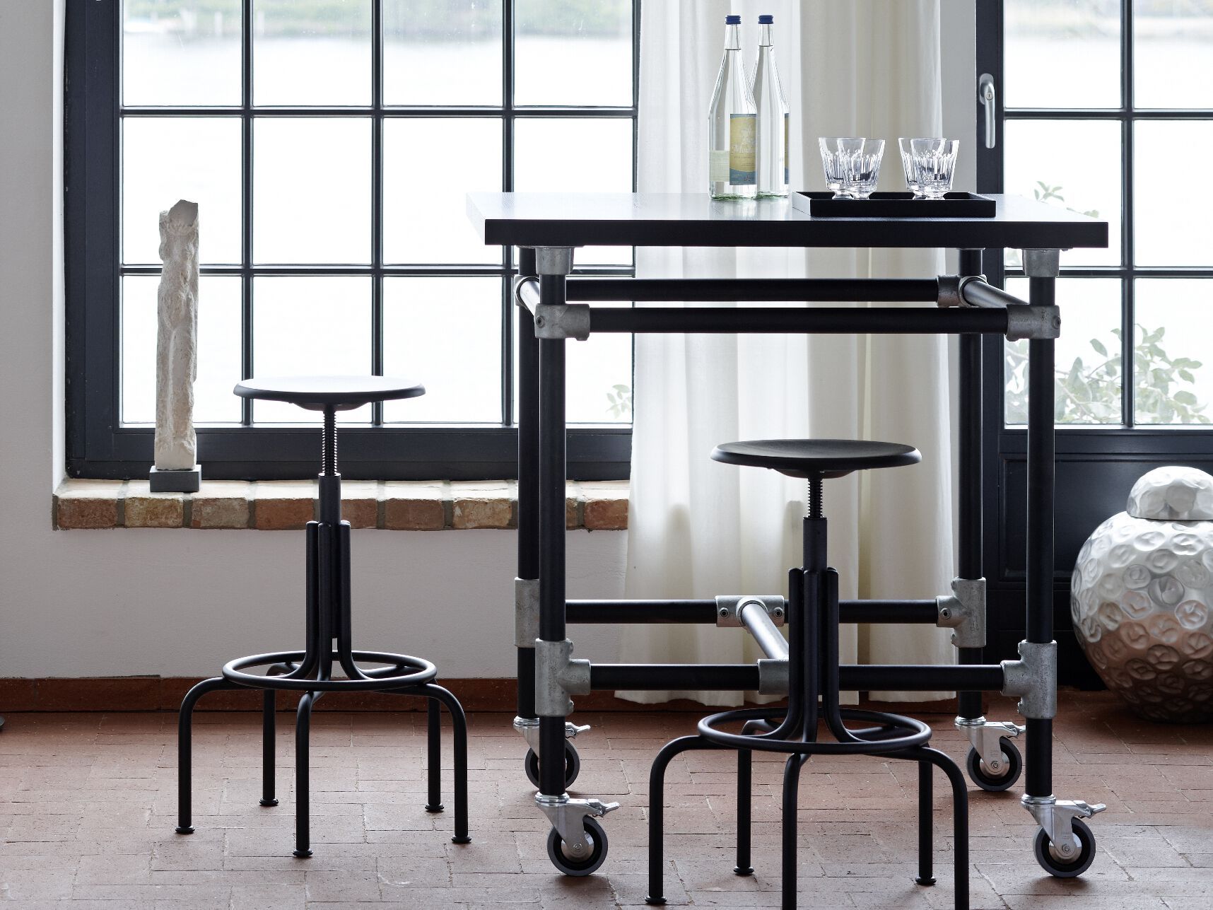 Высокий квадратный деревянный стол с колесами LAMBERT промышленность ARCH-00138316 - Вид №2