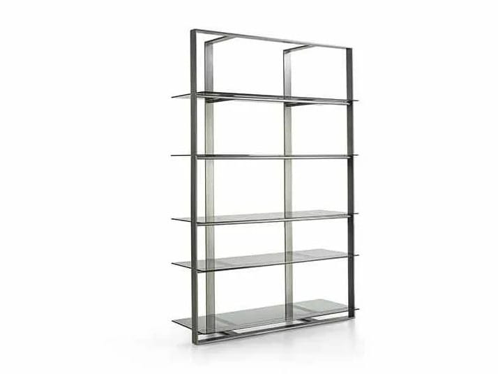 Металлический книжный шкаф со стеклянными полками Frigerio UNIQUE ARCH-00135296 - Вид №1