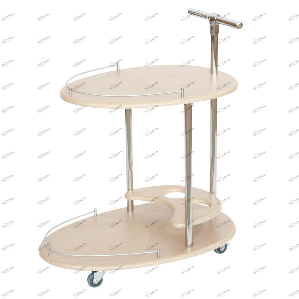 Столик сервировочный овальный на колесиках дуб Leset "Брум" IMPEX  00-3967366 Беленый дуб;бежевый 
