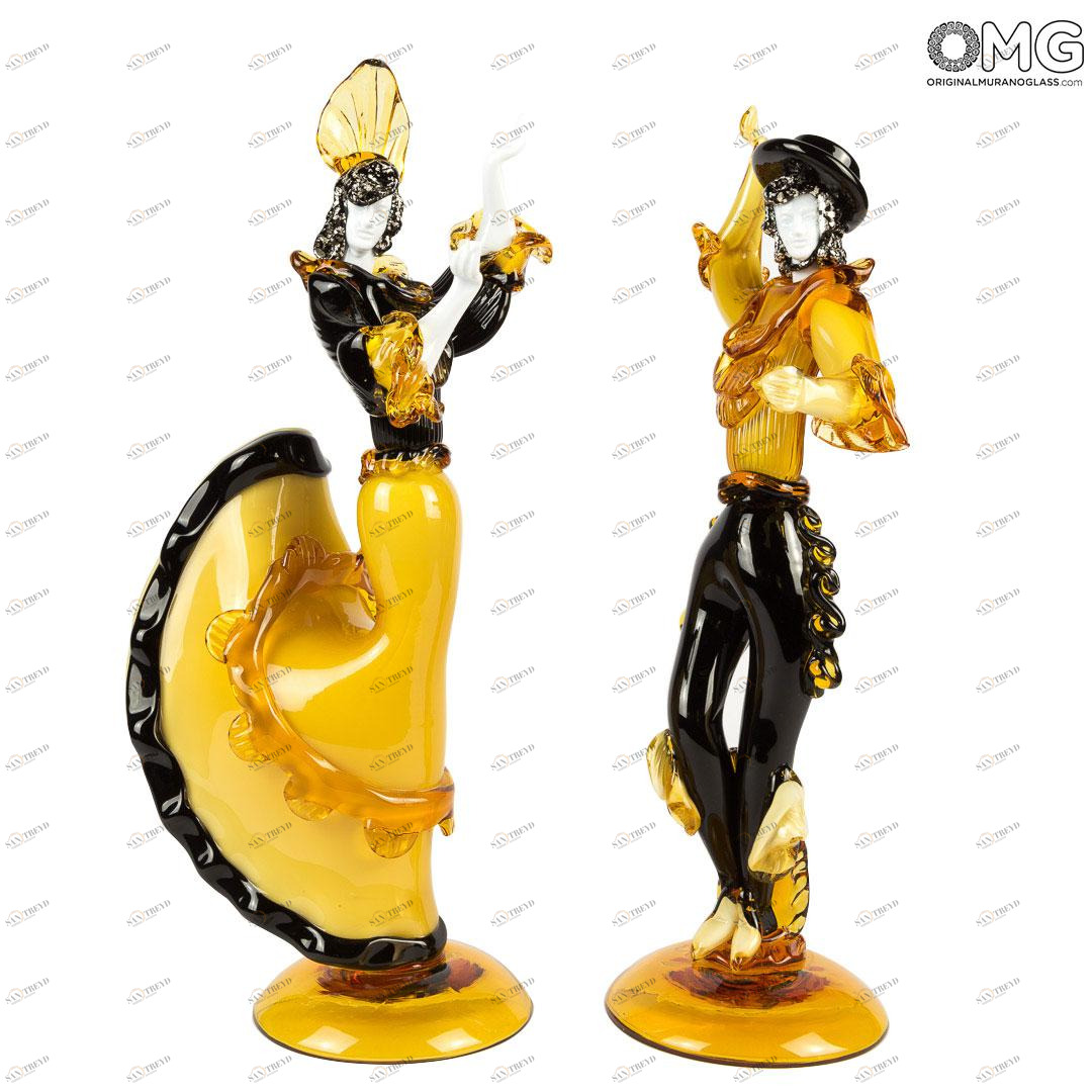 2847 ORIGINALMURANOGLASS Статуэтка Янтарные танцоры фламенко - Original Murano Glass OMG 11 см 
