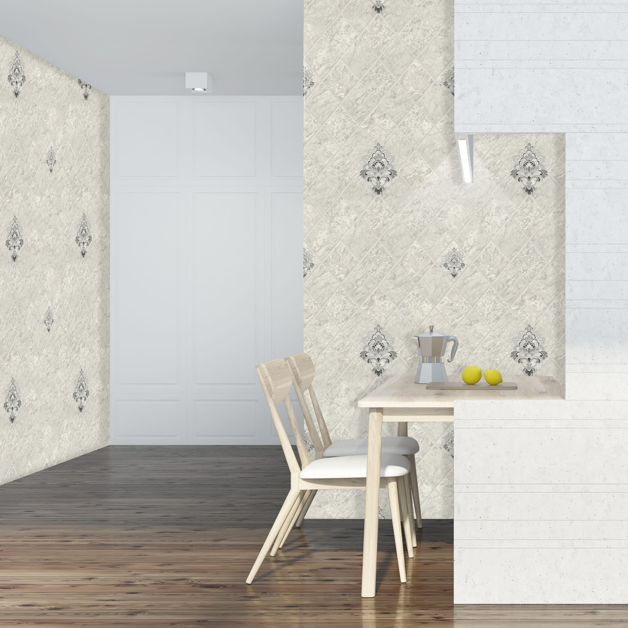 82399686 Обои виниловые серые 0.53 м 0217-5 Плитка Santreyd  - Вид №3